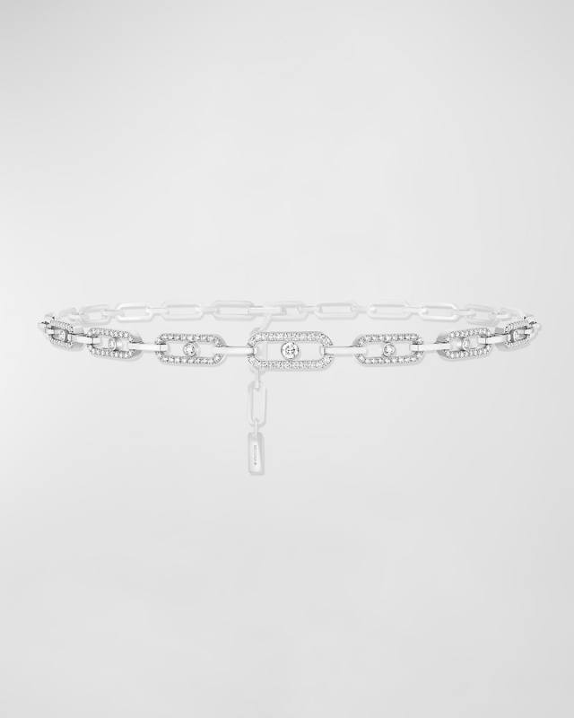MOVE LINK MULTI 18K WHITE GOLD DIAMOND CHOKER NECKLACE